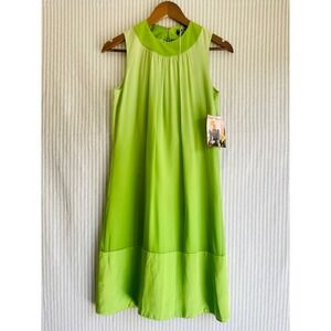 Betsey Johnson Vintage Y2K Ombre Silk Feel Satin Hem Dress Lime Green Size S NWT